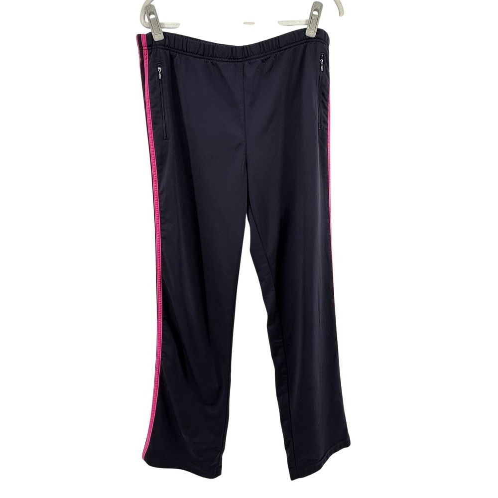 Y2K Adidas Track Pants Womens Large Black Pink Athleisure Gym Sporty Workout